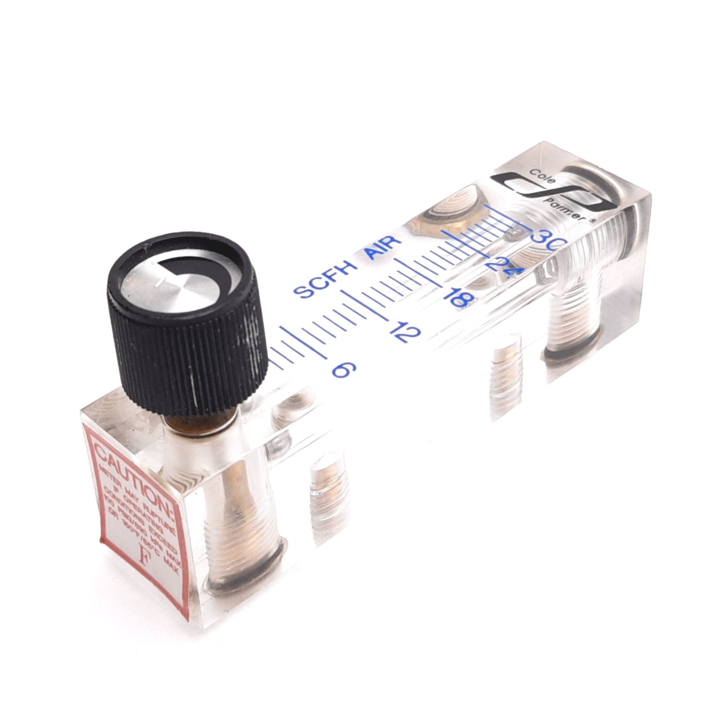 Used Cole Parmer Air Flow Meter, Range: 3-30 SCFH, Pressure: 100psi Max, 1/8" NPT