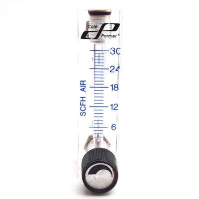 Used Cole Parmer Air Flow Meter, Range: 3-30 SCFH, Pressure: 100psi Max, 1/8" NPT