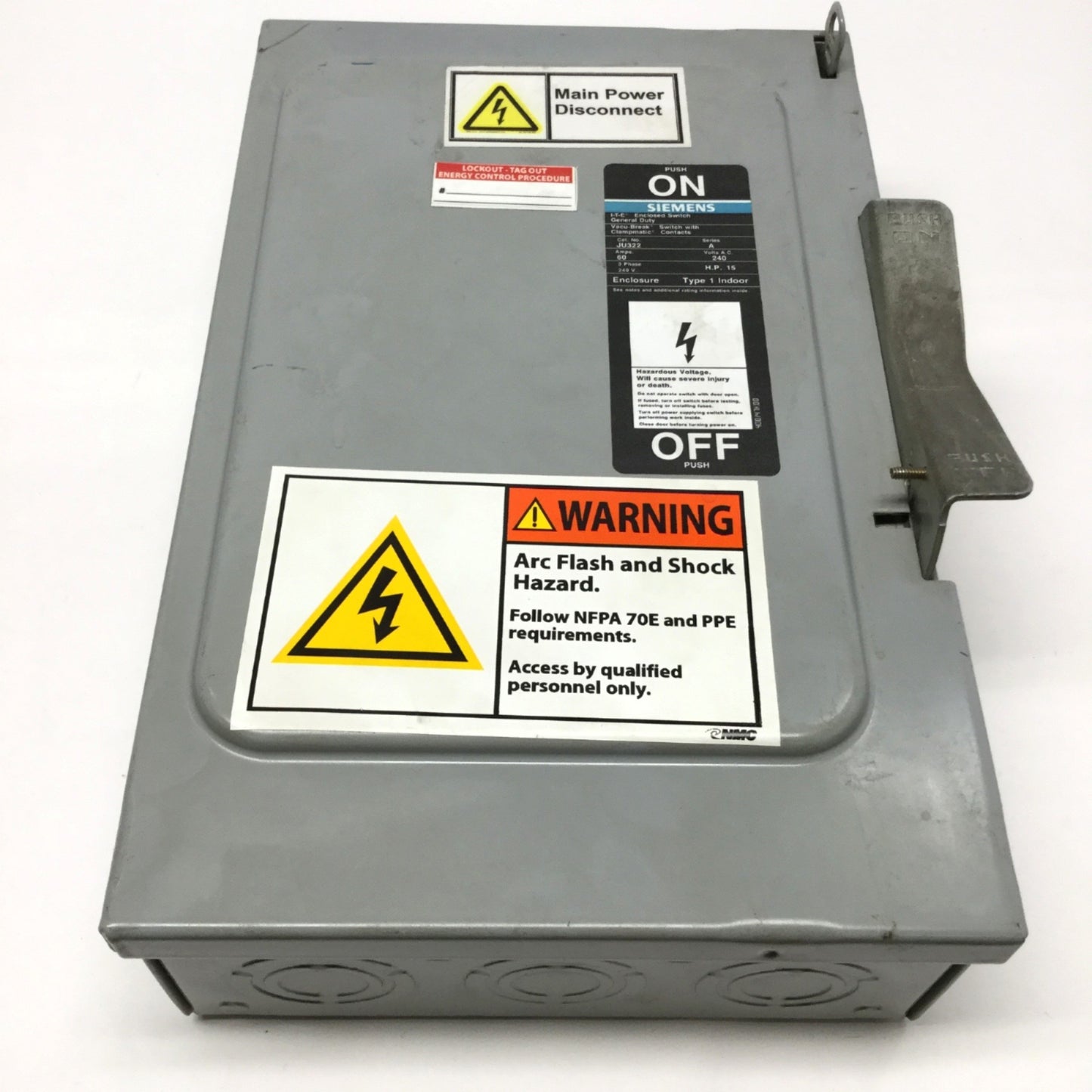 Used Siemens JU322 I-T-E General Duty Enclosed Disconnect Switch 240VAC 60A, 3-Pole