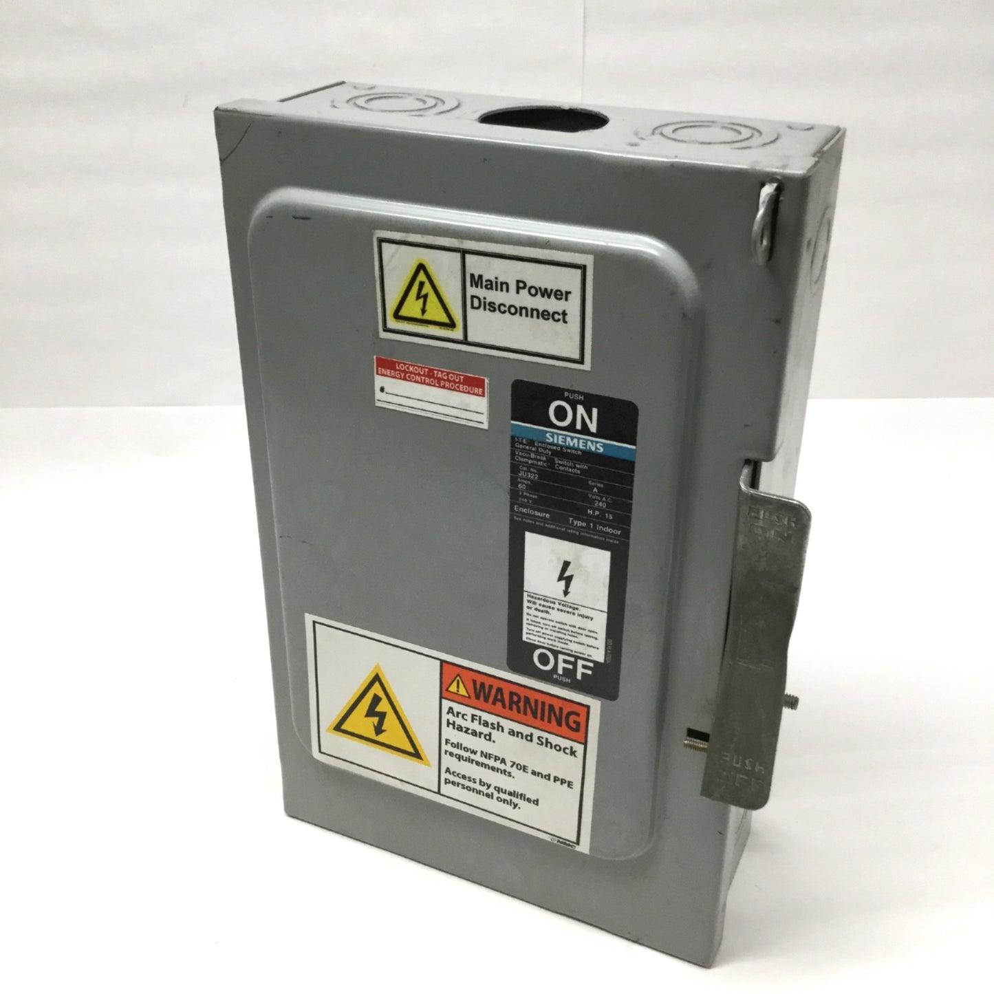 Used Siemens JU322 I-T-E General Duty Enclosed Disconnect Switch 240VAC 60A, 3-Pole