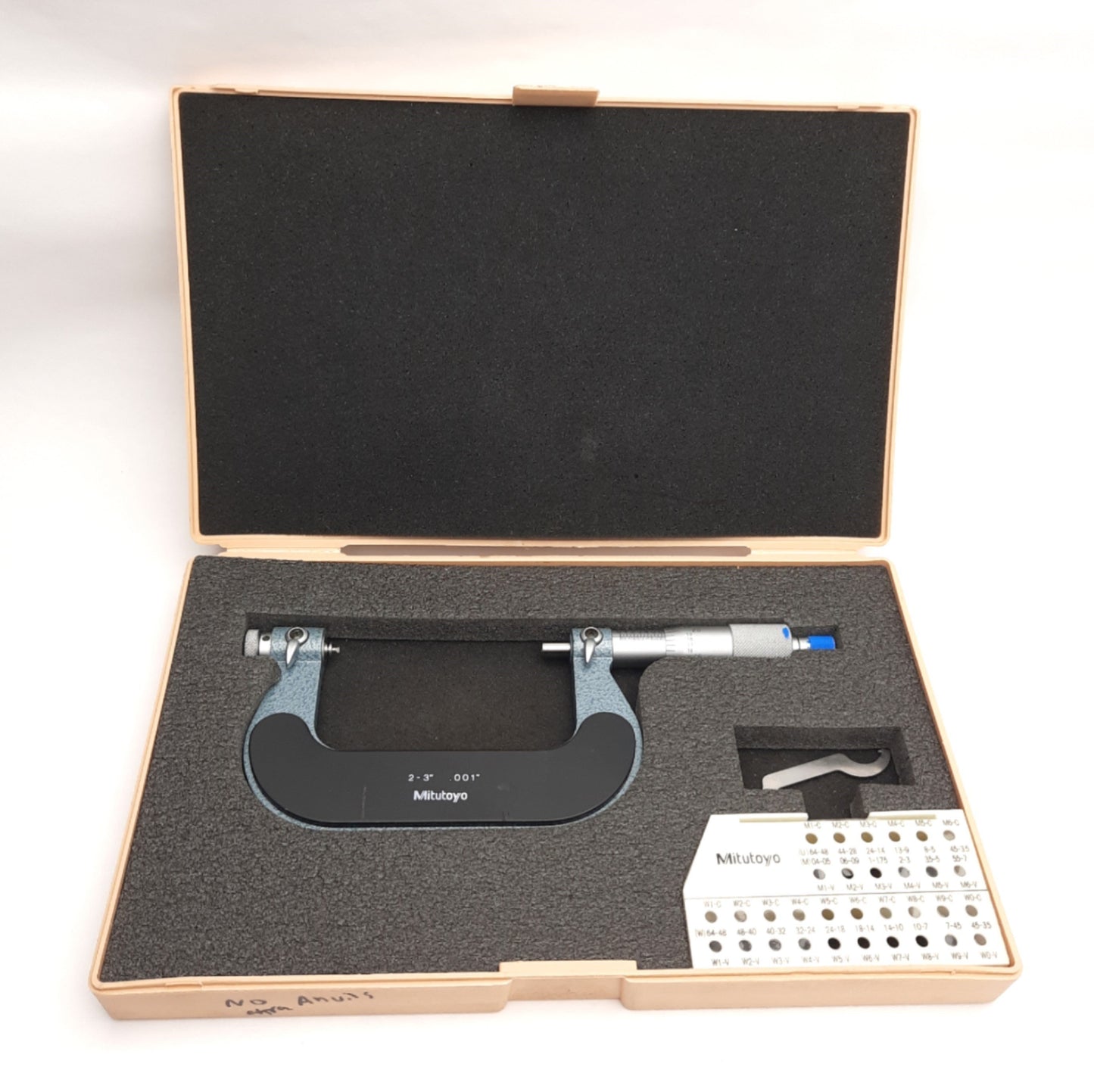 Used Mitutoyo 126-139 Vernier Screw Thread Micrometer, 2"-3" Range, 0.001" Graduation