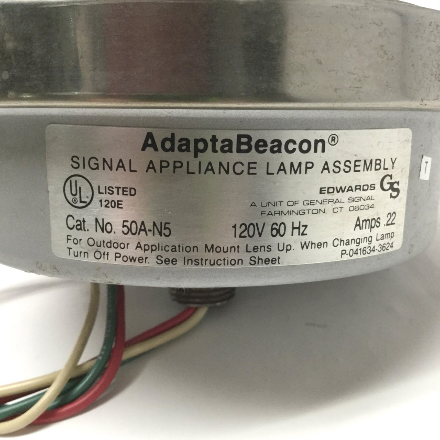 Used Edwards 50A-N5 Adaptabeacon Flashing Light Signal Halogen Lamp Amber 120VAC
