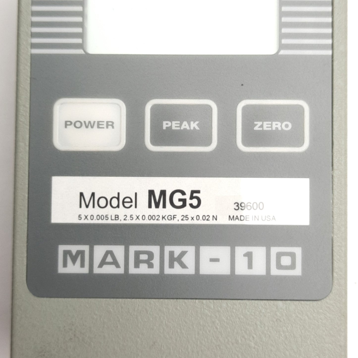 Used Mark-10 MG05 Digital Force Gauge 5 x 0.005Lb, 25 x 0.02N, 30 Readings/Second