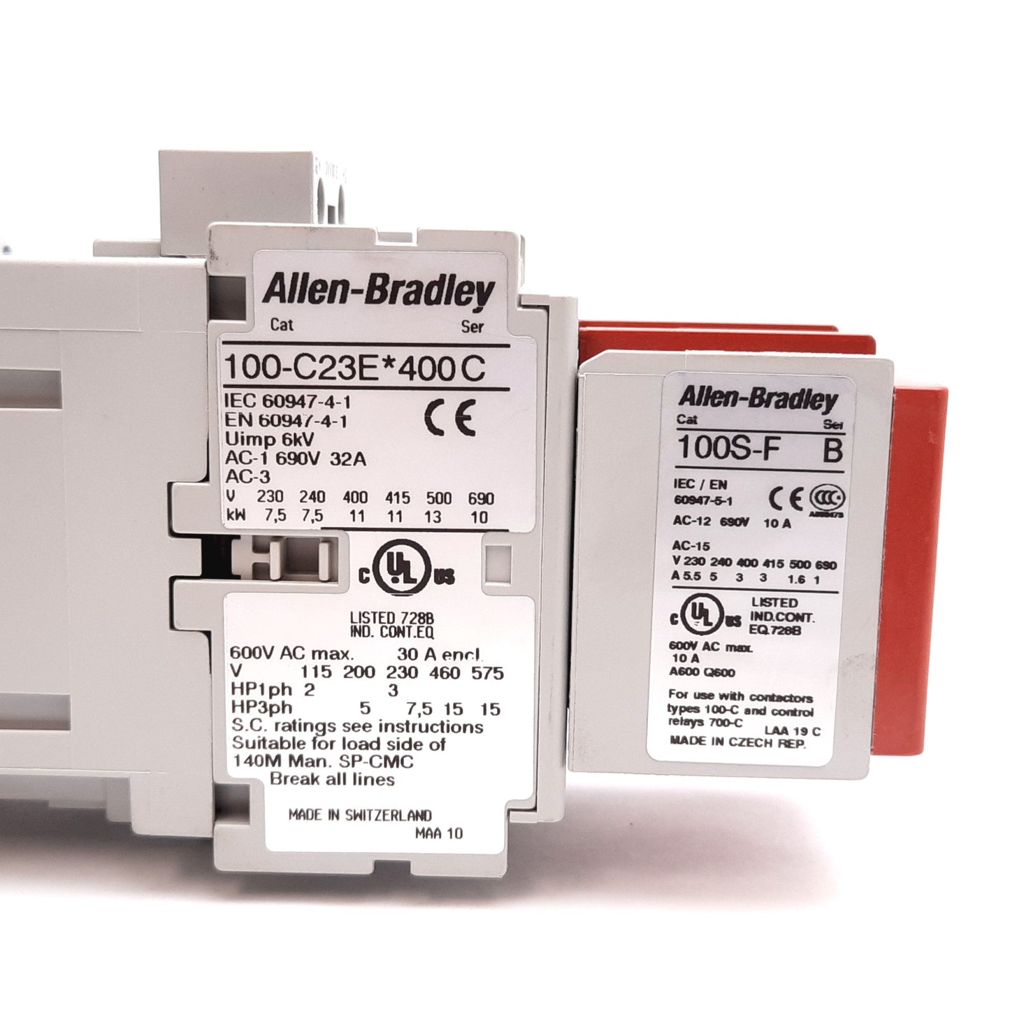 Used Allen Bradley 100S-C23EJ422C Guardmaster Safety Contactor, 8-Pole, Coil: 24VDC