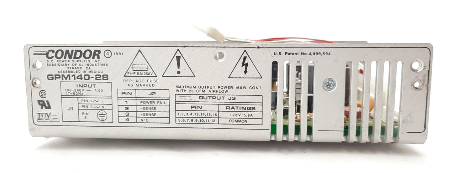 Used Condor GPM140-28 Switching Power Supplies 28VDC, 140W, 5A, 85-264VAC
