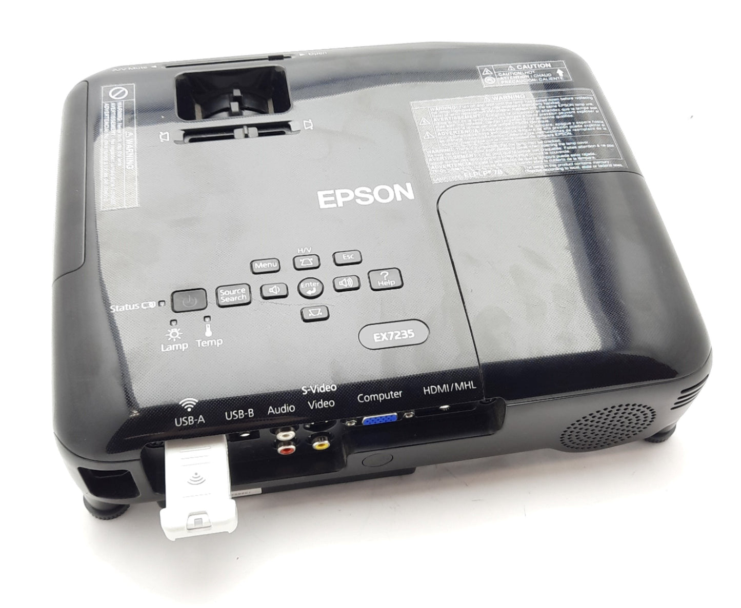 Used Epson EX7235 Wireless HD LCD Projector W/Mount 1280 x 800, 10 Bit, 100-240VDC