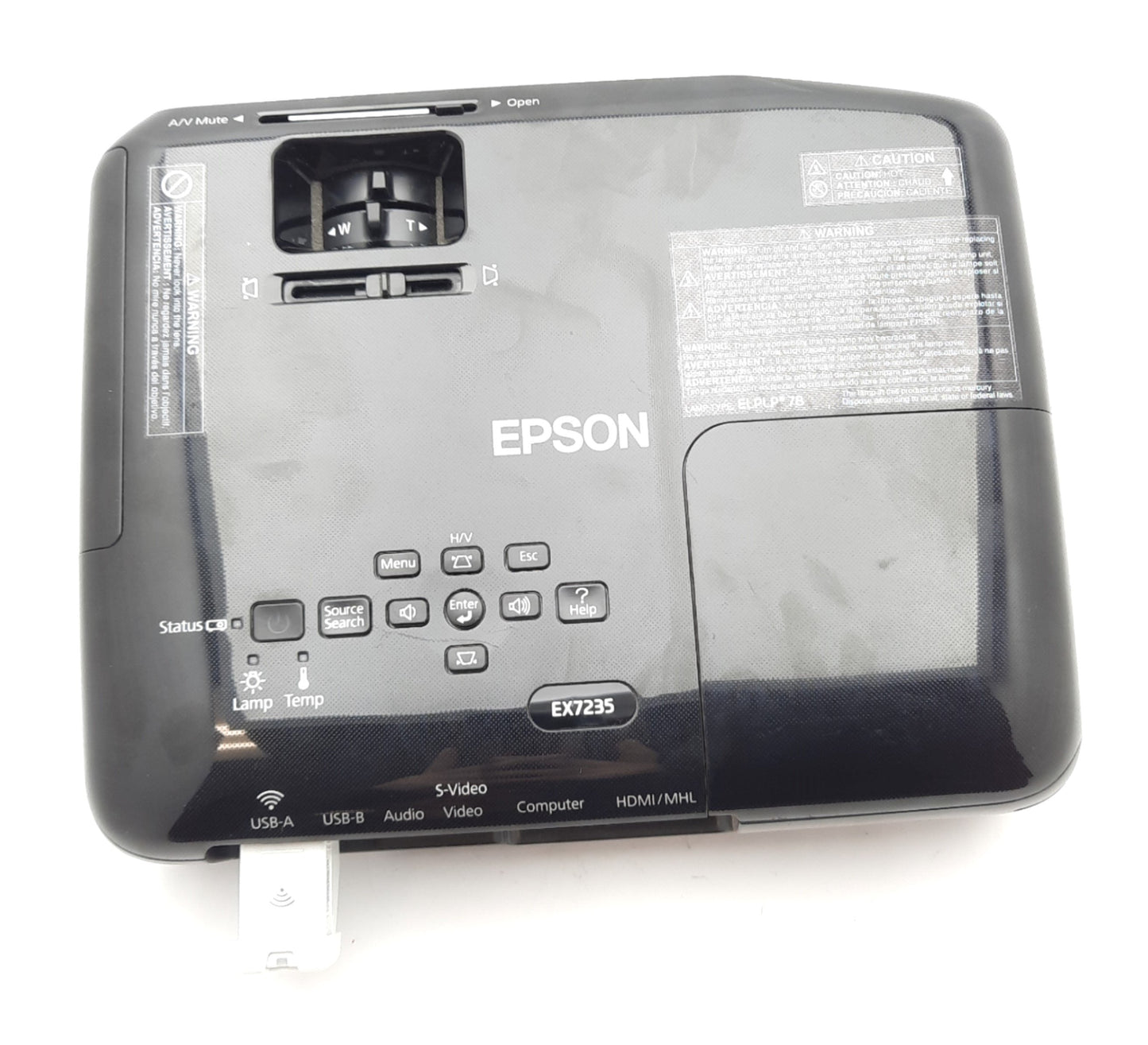 Used Epson EX7235 Wireless HD LCD Projector W/Mount 1280 x 800, 10 Bit, 100-240VDC