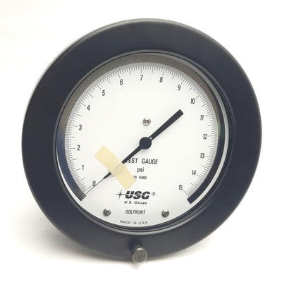 New – Open box Ametek 132593/C U.S. Gauge Test Gauge, 0-15 Psi, 6" Dial, 1/2" NPT