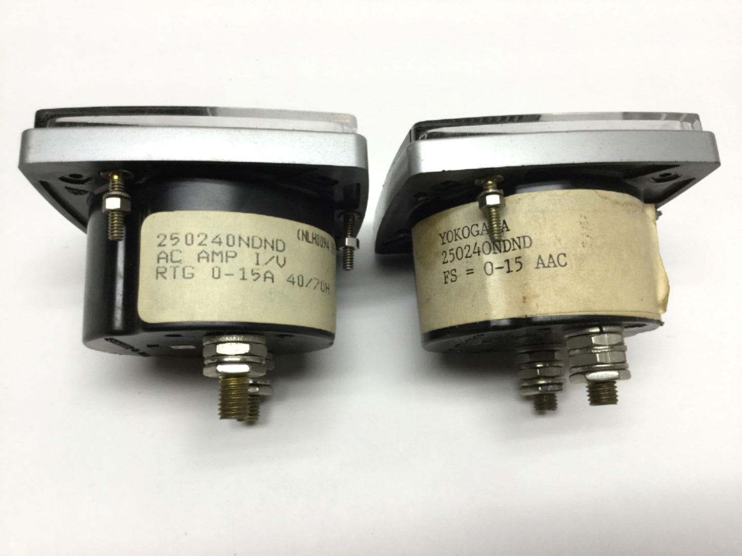Used Lot of 2 Yokogawa 250240NDND Analog Panel Current AC Amperes Meter Ammeter 0-15A