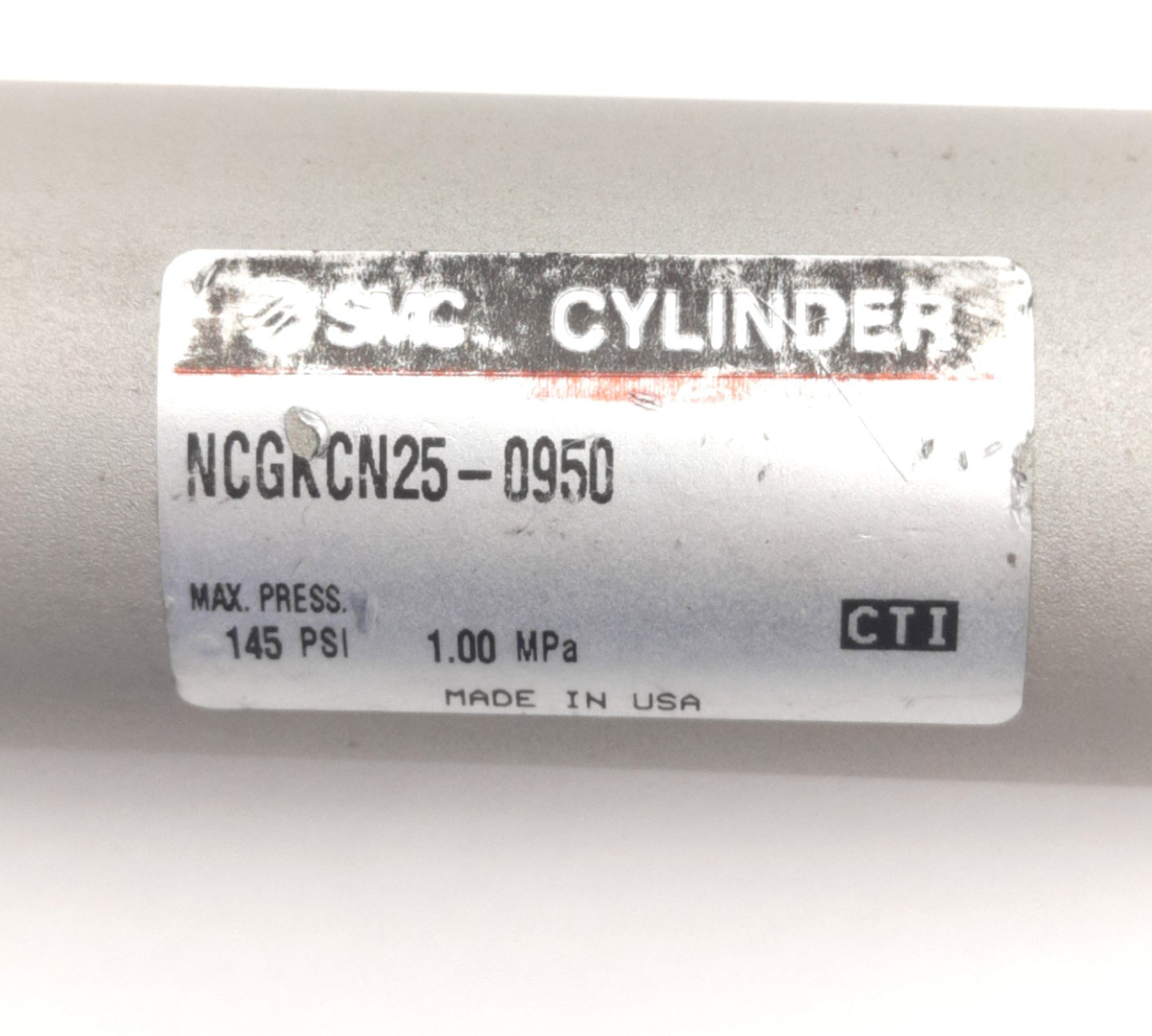 Used SMC NCGKCN25-0950 Non-Rotating Cylinder, 25mm Bore, 9.5" Stroke, 145 Psi Max