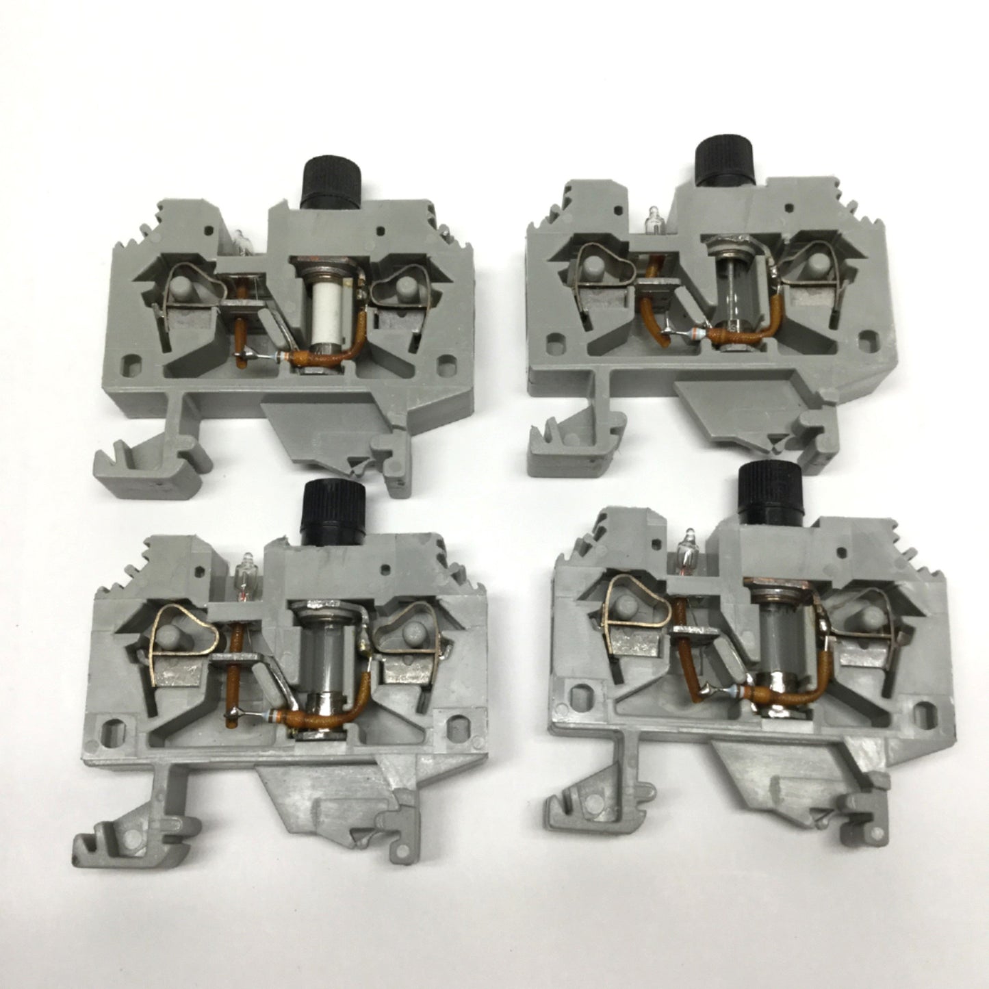 Used Lot of 4 Wago 282-128/281-417 Fuse Holder Terminal Block 1/4" x 1-1/4" 250V 10A
