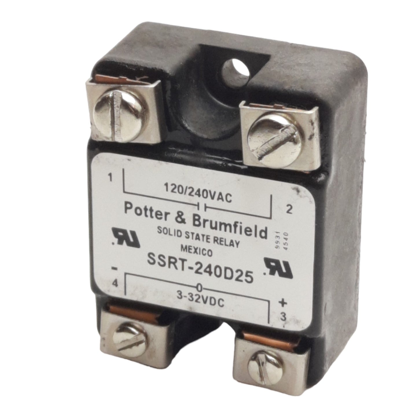 Used Potter & Brumfield SSRT-240D25 Solid State Relay 3-32VDC Control, 240V 25A Load