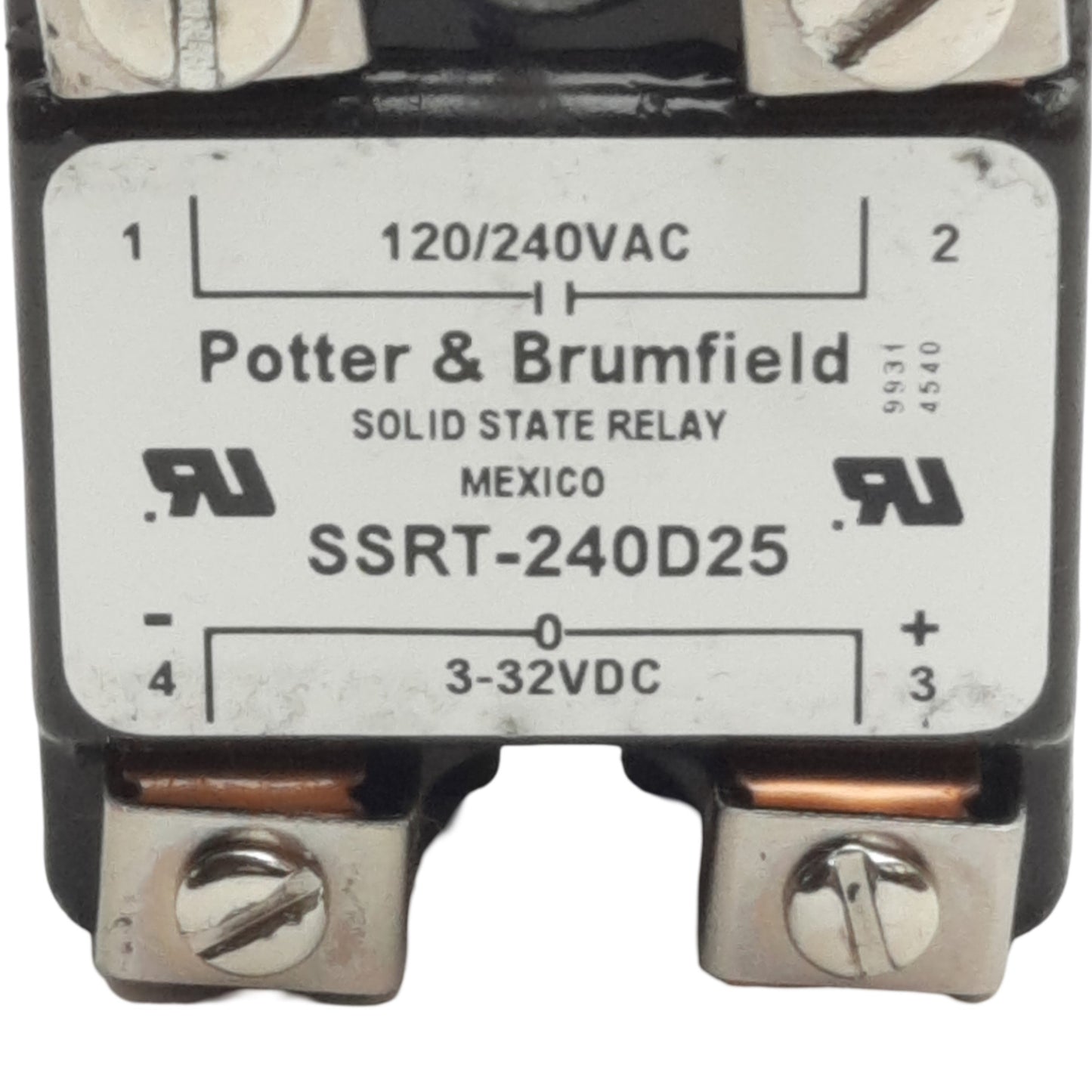 Used Potter & Brumfield SSRT-240D25 Solid State Relay 3-32VDC Control, 240V 25A Load