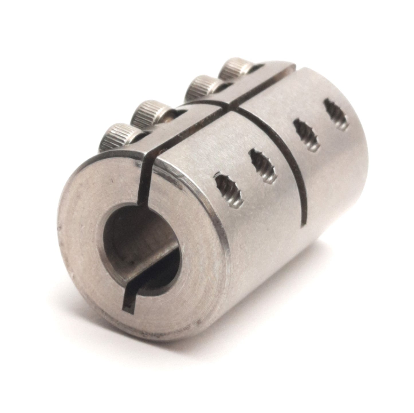 Used Ruland MCLX-3/8"-8MM-SS One Piece Rigid Shaft Coupler 3/8" x 8mm Bore, 7/8" OD