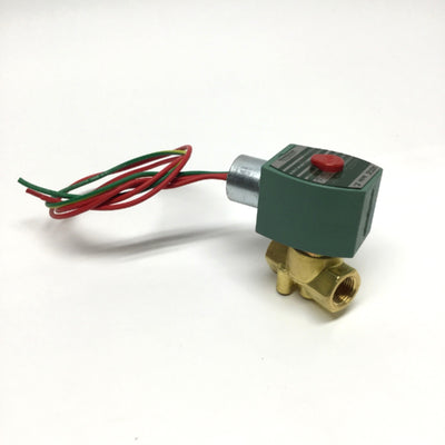 Used ASCO 8263G2 Red Hat II Solenoid 2-Way N.C. Brass Shutoff Valve 3/8" NPT, 24VDC
