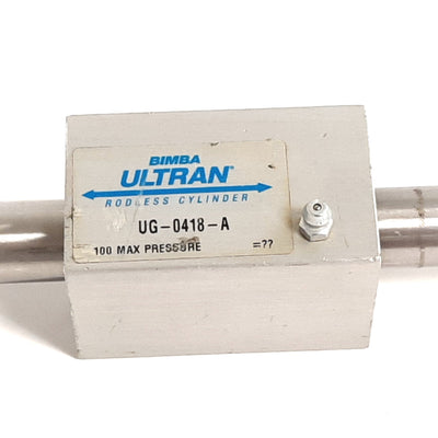 Used Bimba UG-0418-A Rodless Cylinder, Bore: 3/4", Stroke: 18", 100psi, 1/8" NPT