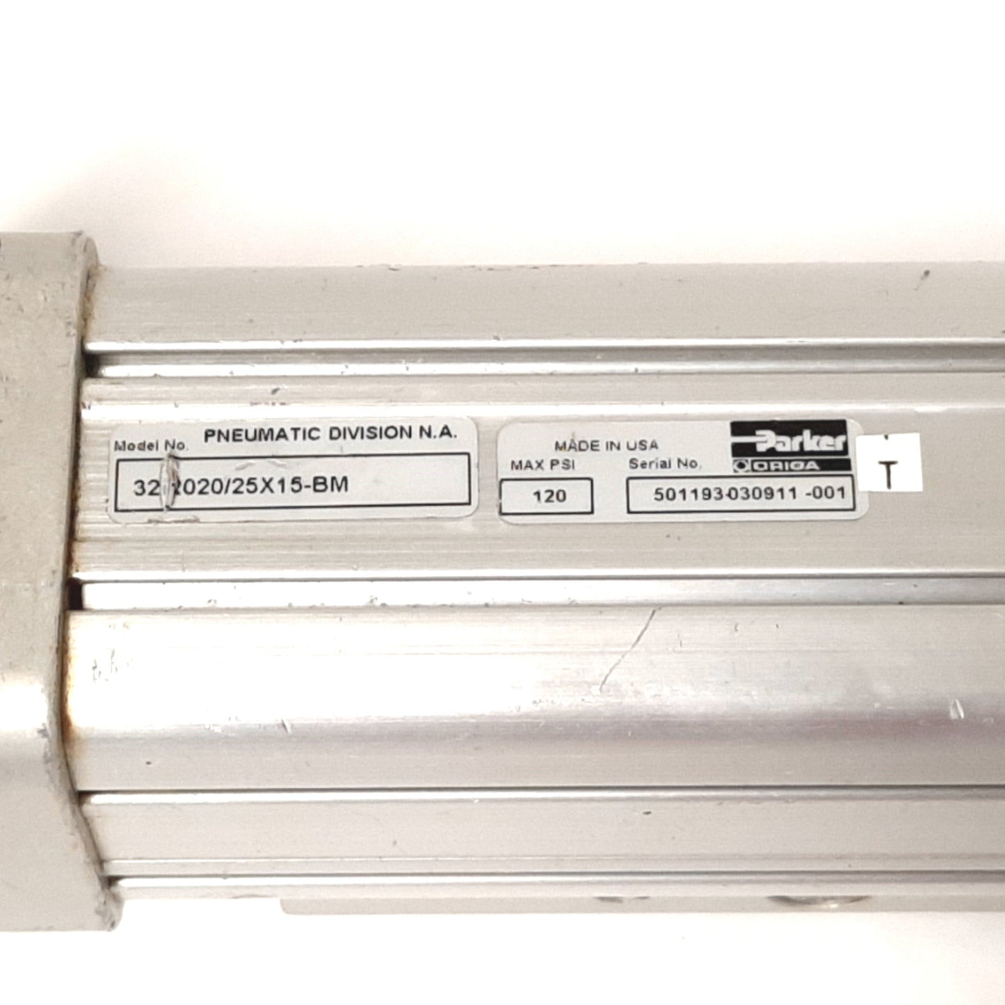 Used Parker 32-2020/25X15-BM Rodless Cylinder, Bore: 1.25", Stroke: 15", 1/4" NPT