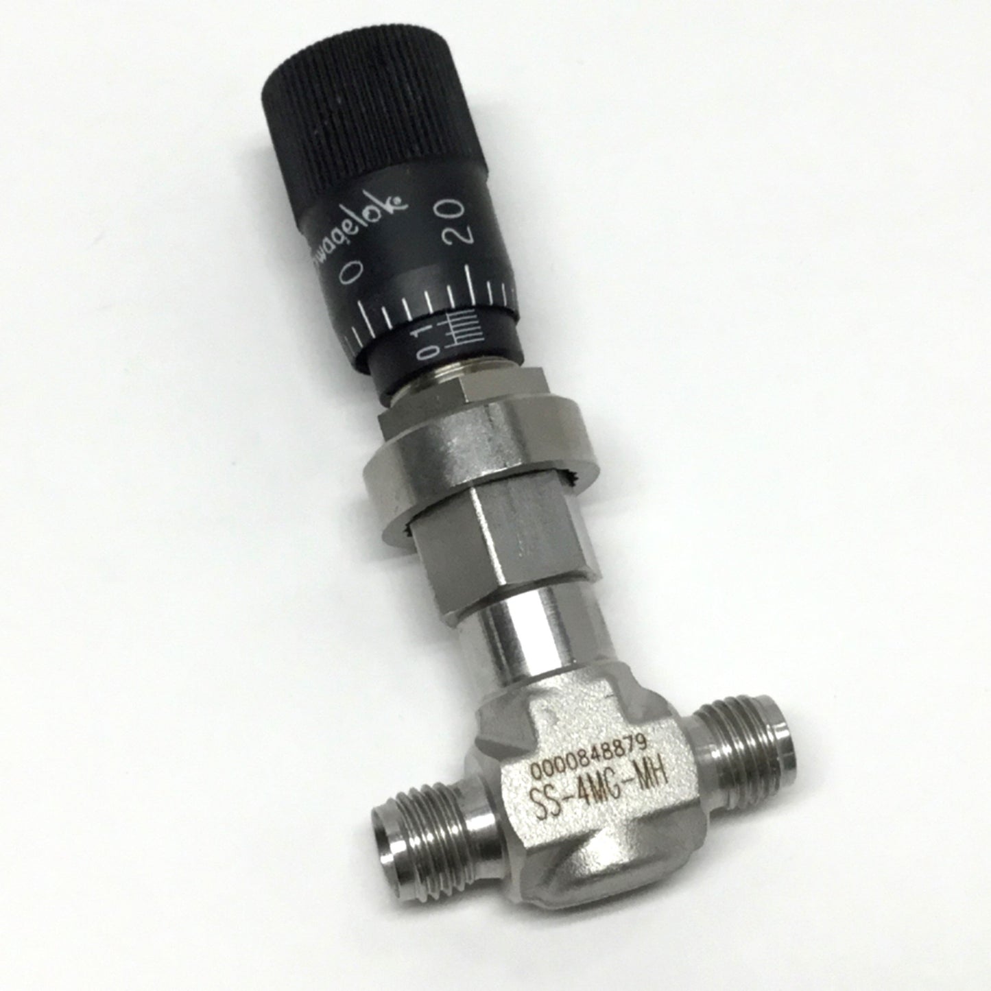 Used Swagelok SS-4MG-MH Vernier Medium Flow Metering Valve, 1/4" Tube Fitting, 316SS