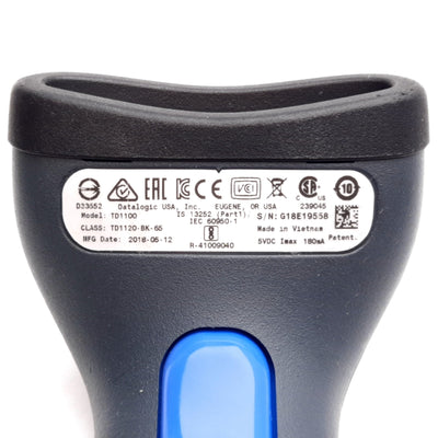 Used Datalogic TD1120-BK-65 Barcode Scanner, 5VDC 180mA, 1D Codes, USB
