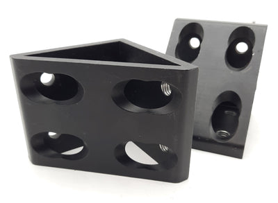 Used Lot of 2 80/20 4338-Black Gusseted Inside Corner Bracket 8-Hole, 15 Series