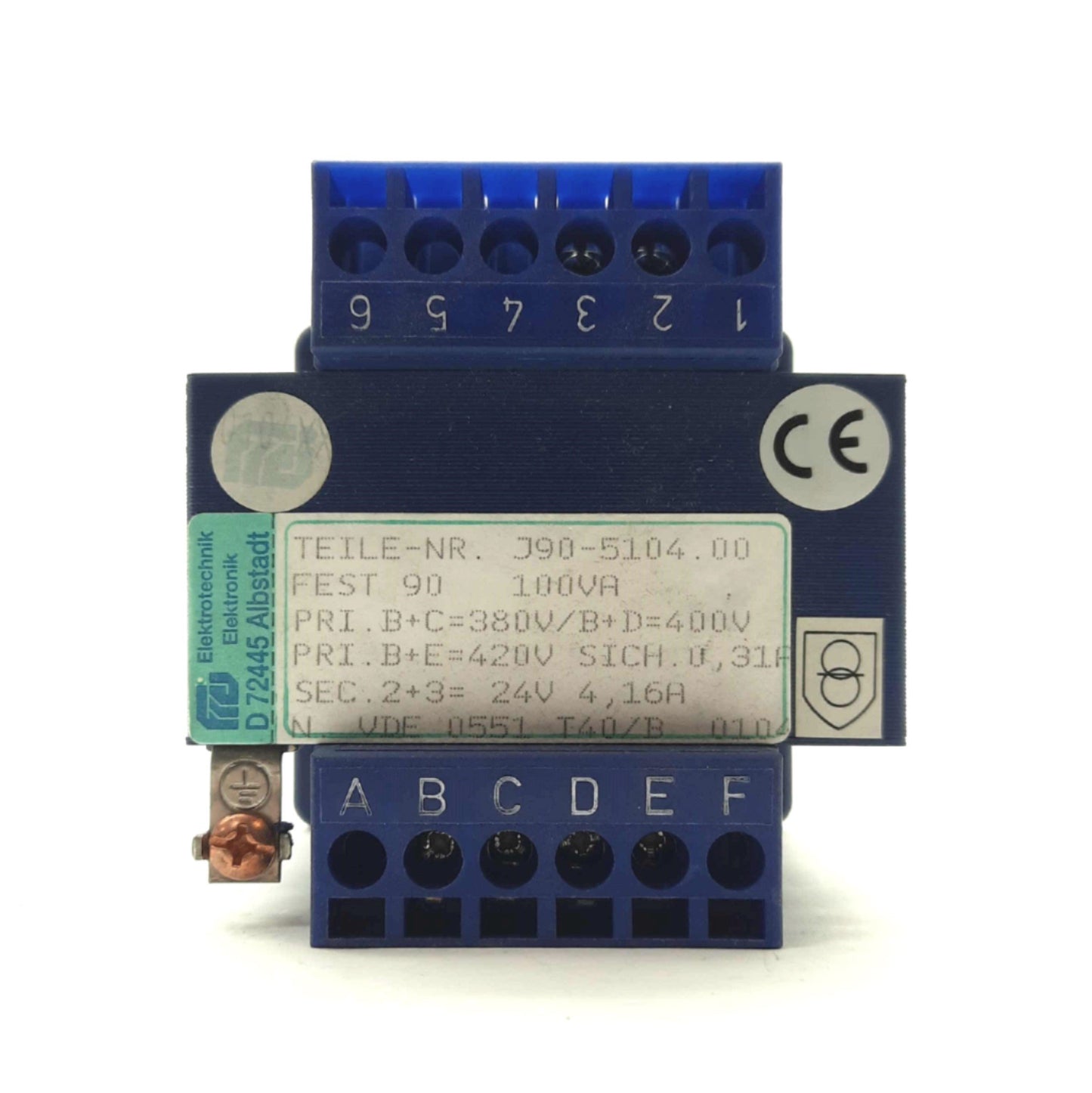 Used Elektrotechnik Elektronik J90-5104.00 AC Transformer 1Ø 380/400/420V to 24V 4.2A