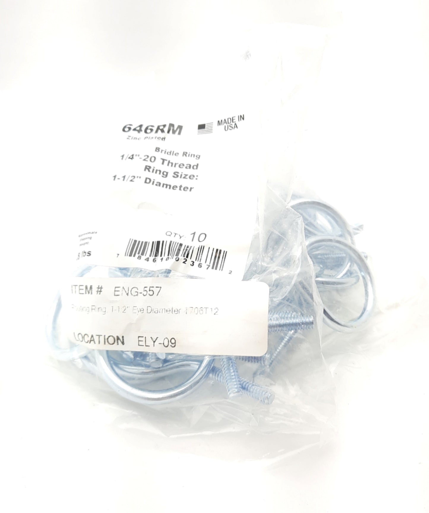 New Lot of 20 Minerallac 646R Bridle Ring 1-1/2", 1/4"-20 Thread, 50 lbs Load