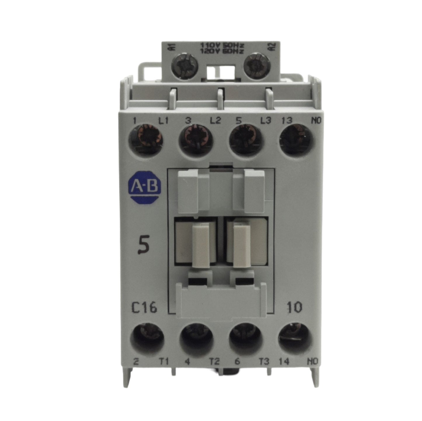 Used Allen Bradley 100-C16D10 Contactor 30A 600VAC, 3-Pole + 1 NO, 110/120VAC Coil