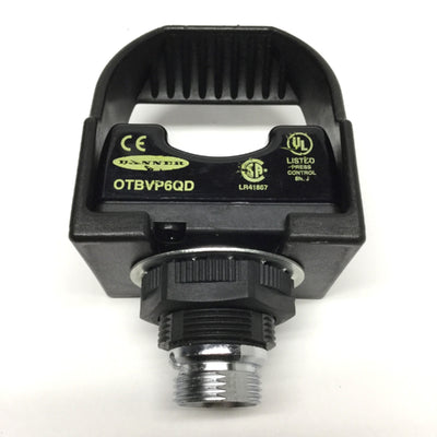 Used Banner OTBVP6QD Optical Touch Button, Momentary Action Switch, 10-30VDC, w/Guard
