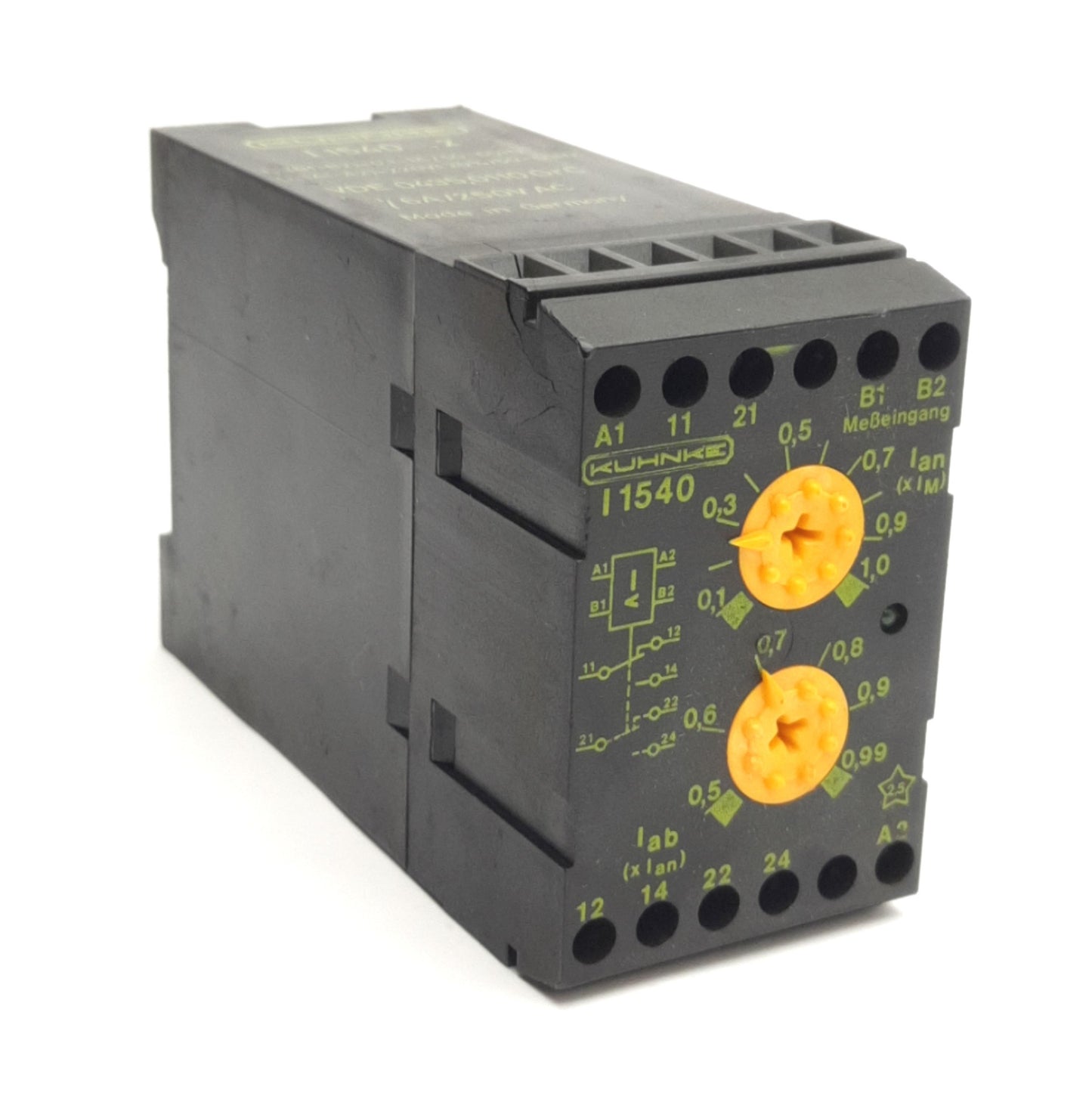 Used Kuhnke I1540.2 Current Monitoring Relay 0.1-1A Range, 6A 250V AC Contact, 2-C/O