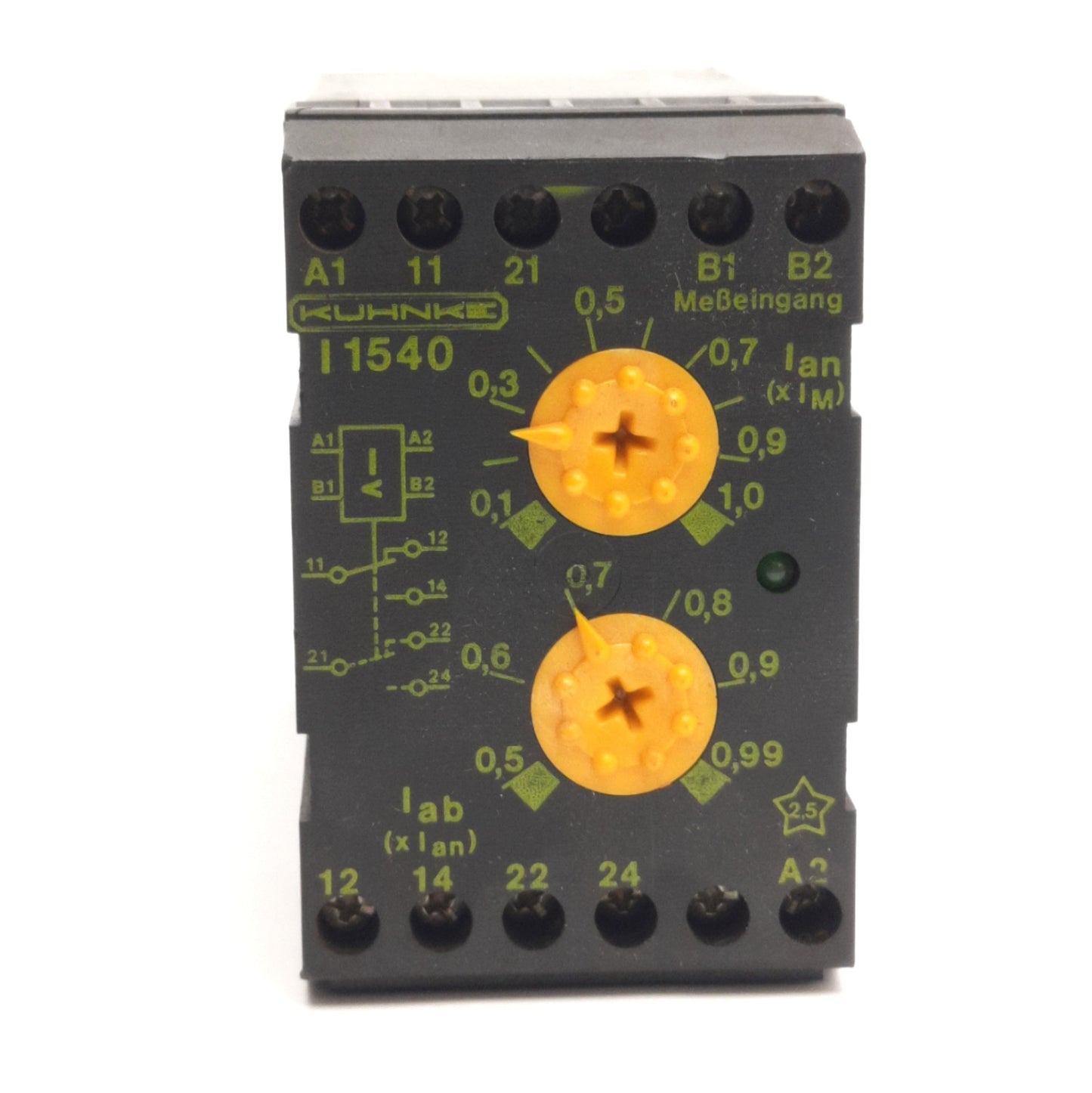 Used Kuhnke I1540.2 Current Monitoring Relay 0.1-1A Range, 6A 250V AC Contact, 2-C/O