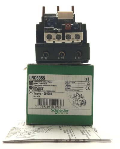 New Schneider Electric LRD3355 Thermal Overload Relay, 3-Pole, 30-40A, 600VAC