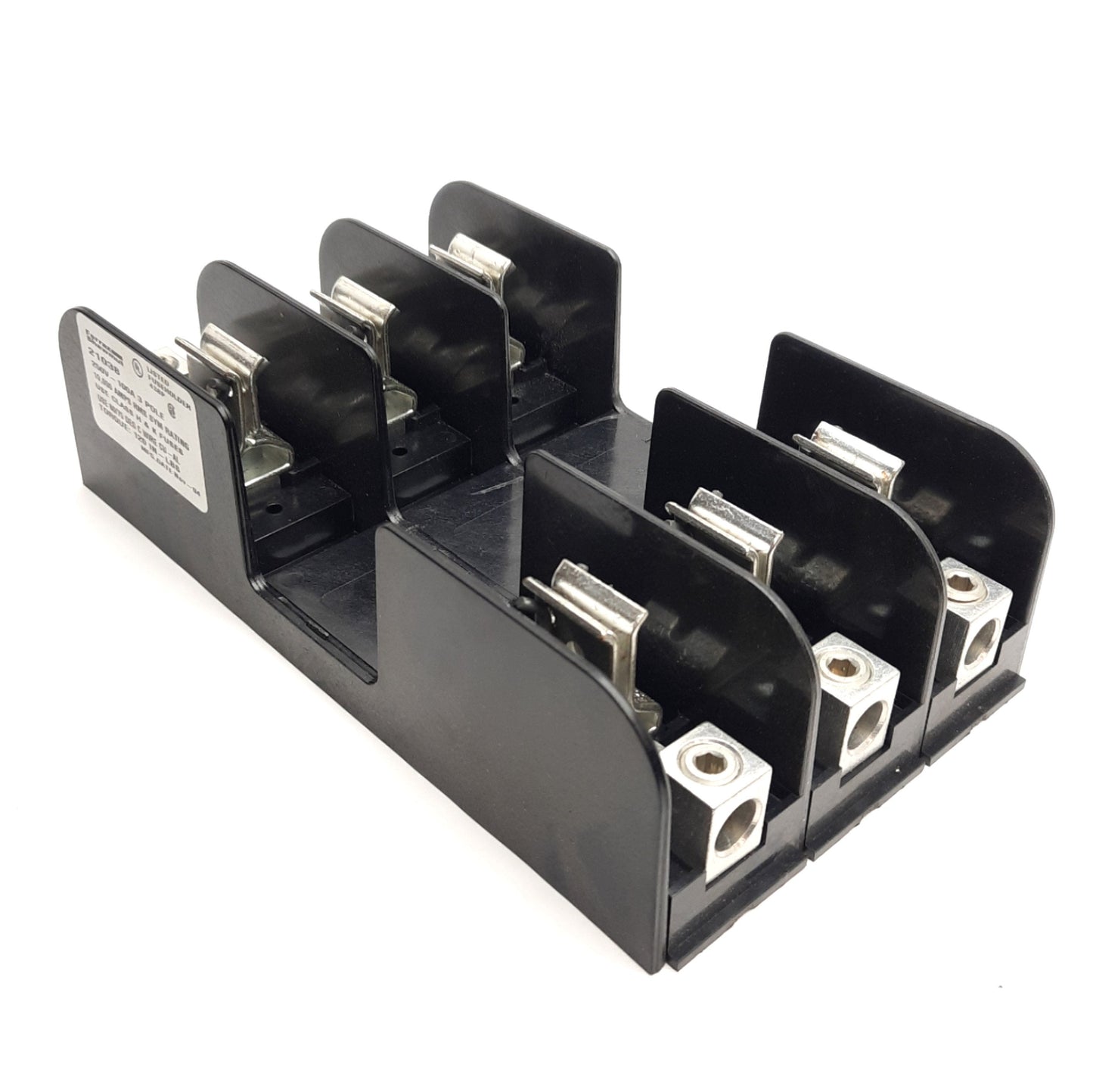 Used Ferraz Shawmut 21038 Mersen Fuse Block 250V 100A, 3-Pole, Class H & K Fuses