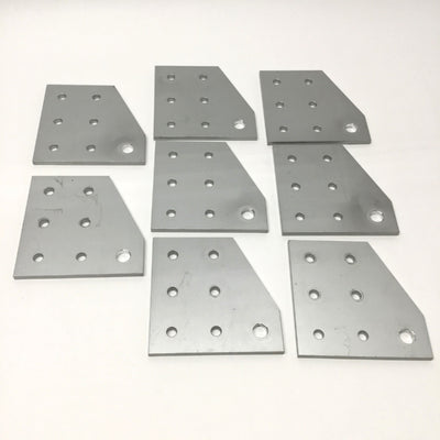 Used Lot of 8 80/20 4329 90° Angled Stacked Flat Plate, 7-Hole, 15 Series *Modified*