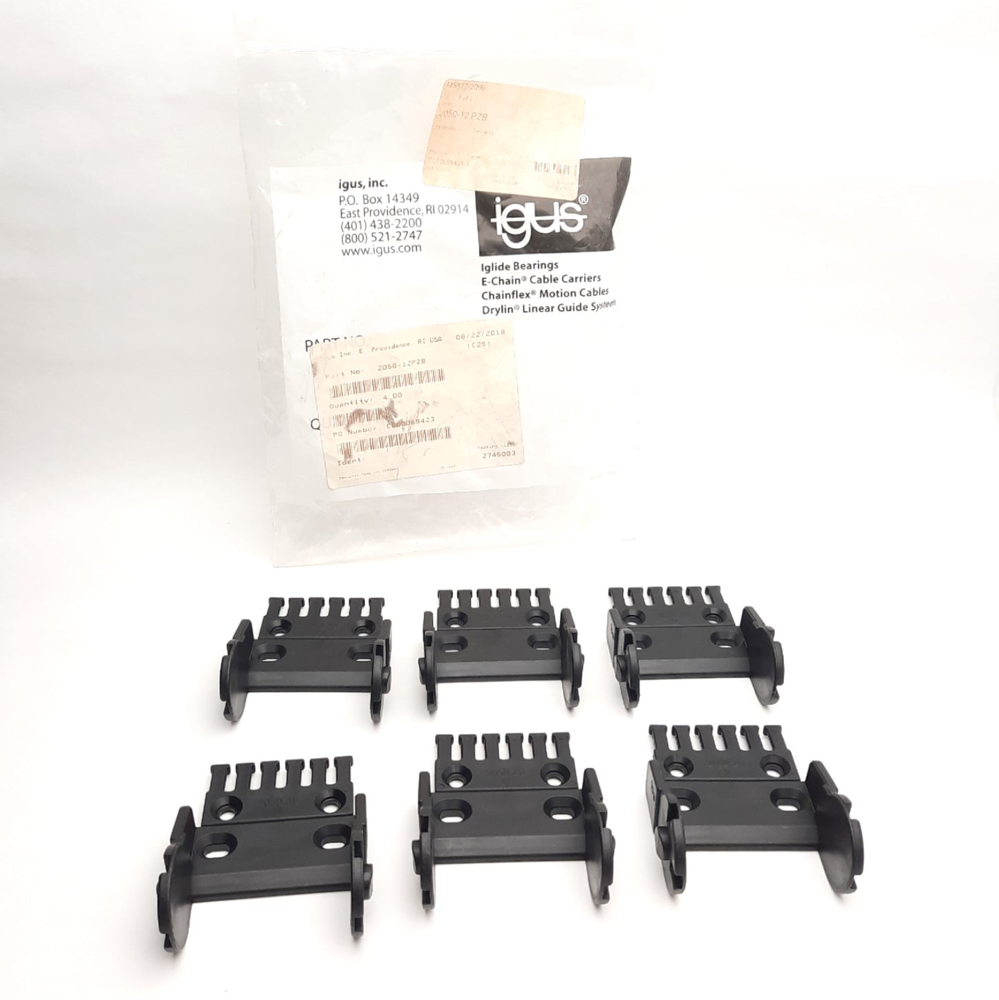 New – Open box Lot of 3 Igus 2050-12PZB Energy Chain Polymer Mounting Bracket, 2400/2500 Series