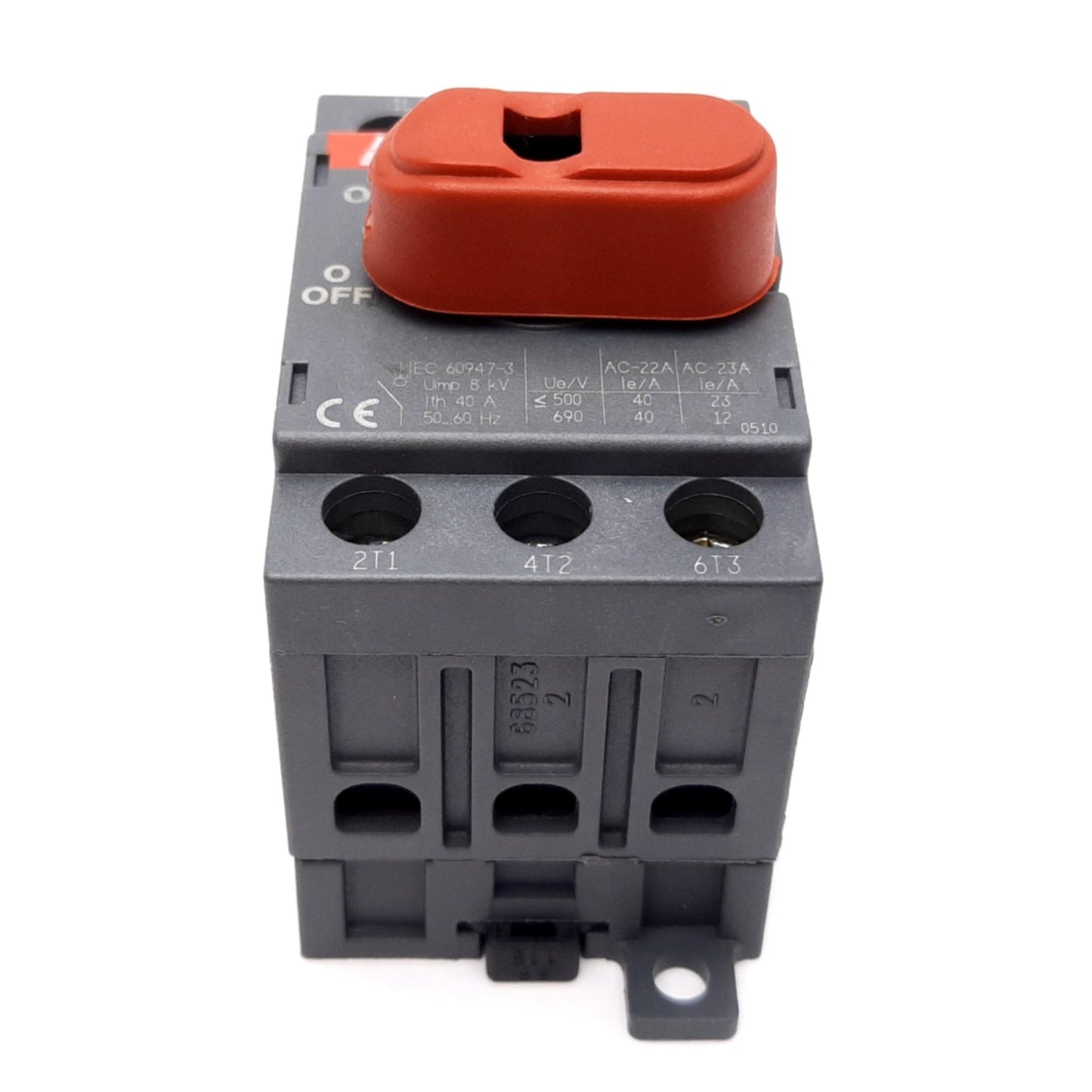 Used ABB OT32E3 Disconnect Switch, 3-Pole, Rating: 40A 600VAC, DIN Rail Mount