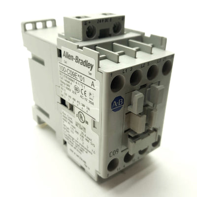 Used Allen Bradley 100-C09EJ01 IEC Contactor, 3-Pole NC Aux, 9A 600VAC, 24VDC Coil