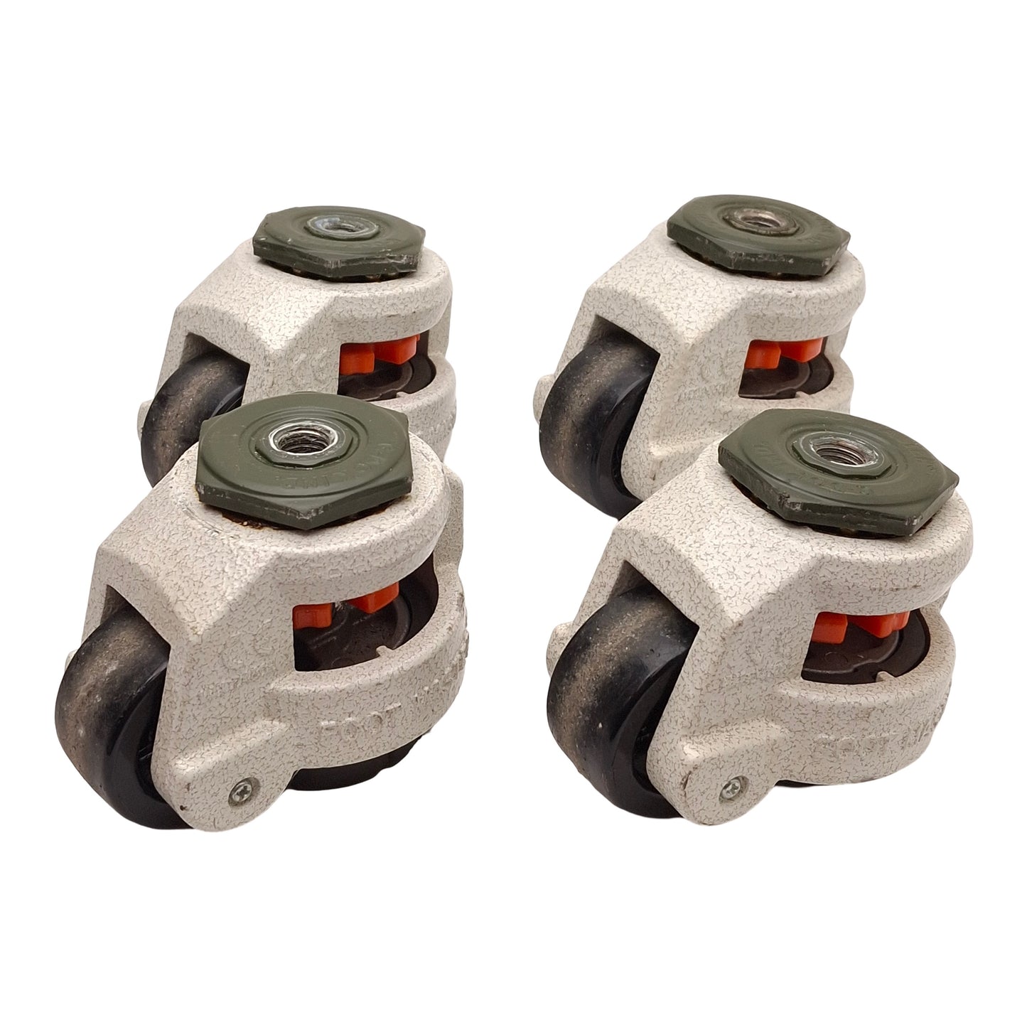 Used Lot of 4 G-DOK Ind. GD-60-S-NYN Foot Master Caster ø50 x 25mm Nylon Wheel 560kg