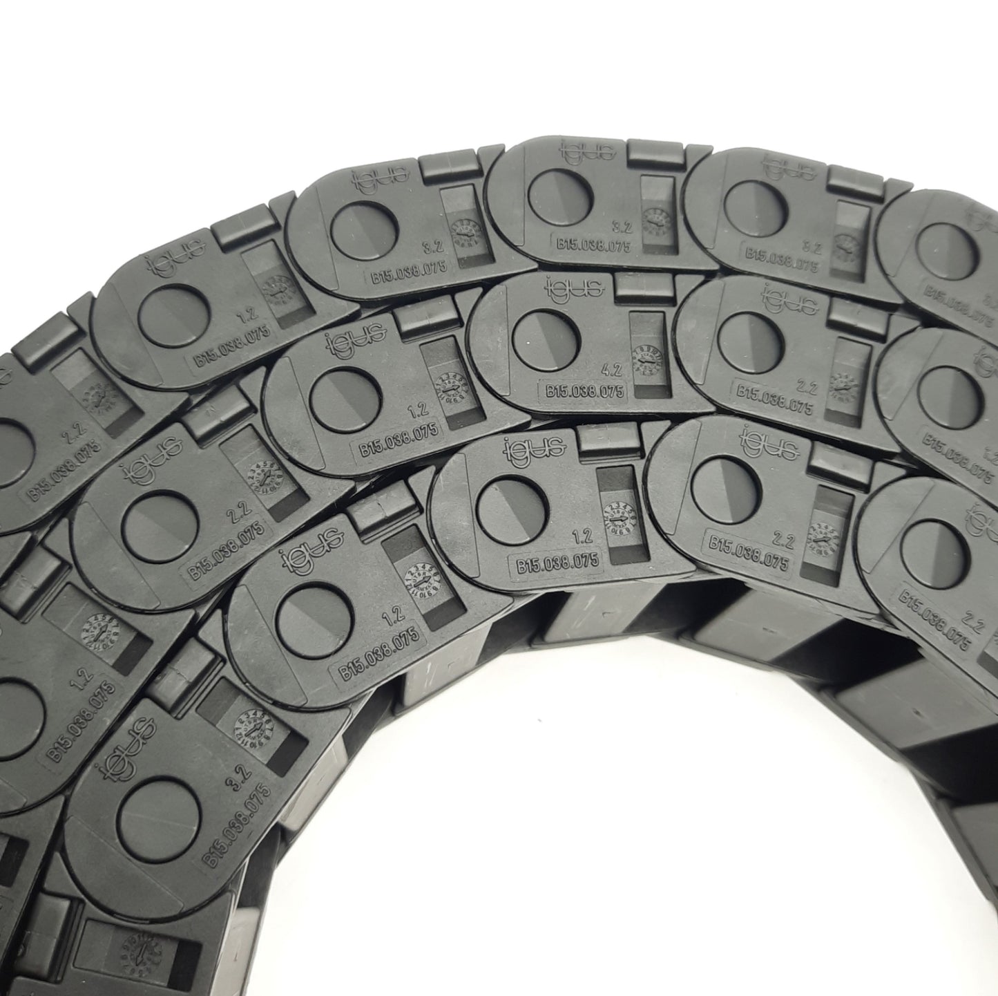 Used Igus B15.038.075 E-Chain Energy Drag Chain 49 Links, 59" Length, 1.5" x 0.67"