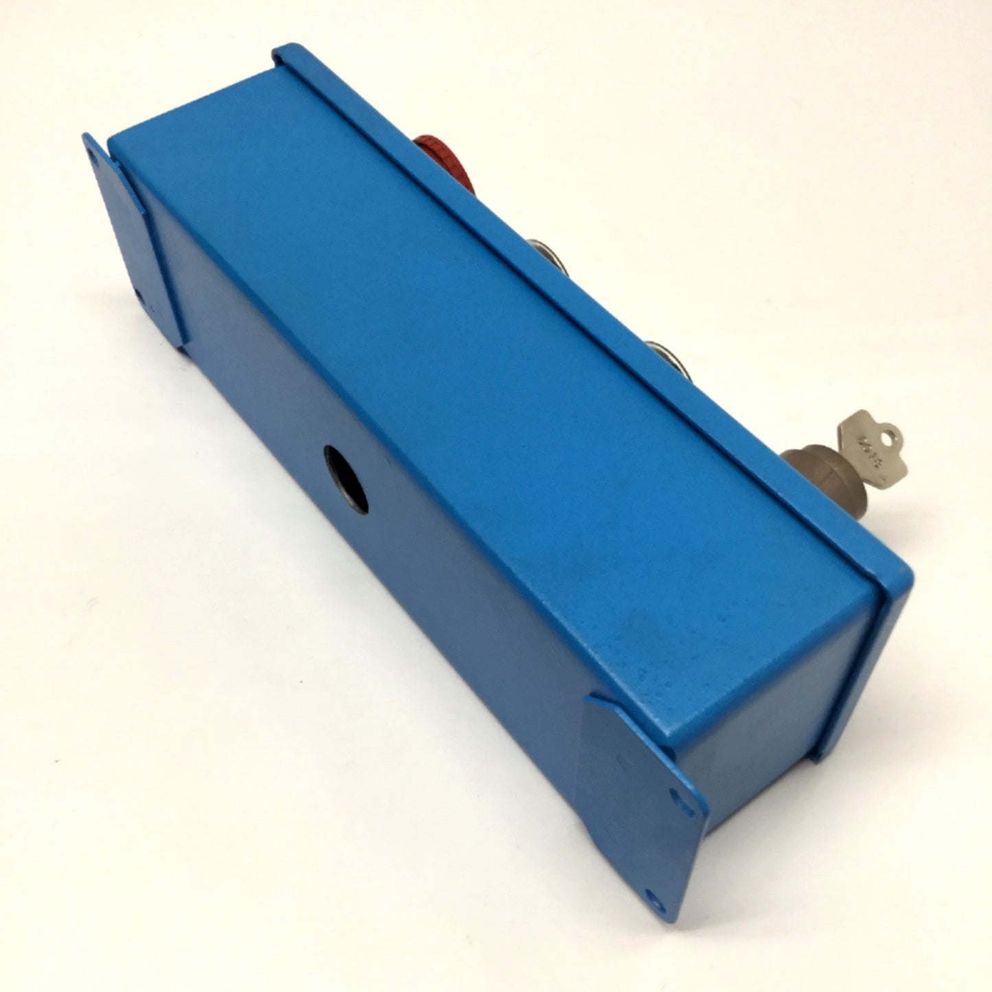 Used Hoffman E4PBG Pushbutton Enclosure w/Allen Bradley Switches, E-Stop *Blue Paint*
