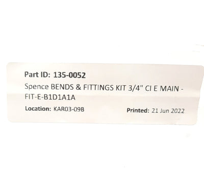 New Spence FIT-E-B1D1A1A Bends & Fittings For 3/4" E Valve