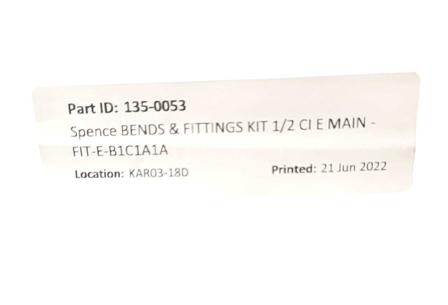 New Spence FIT-E-B1C1A1A Bends & Fittings For 1/2" E Valve
