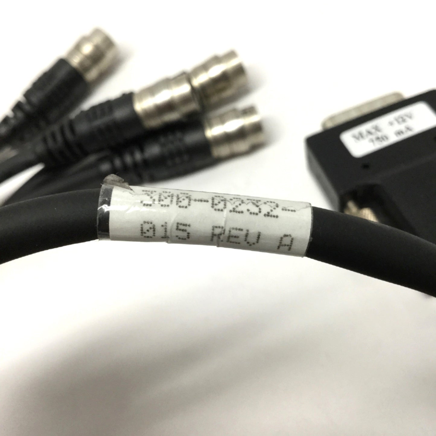 Used Cognex 300-0232-015 MVS Quad Camera Breakout Cable DB26 to 4x 12-Pin Hirose 15"