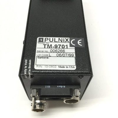 Used PULNiX TM-9701 Machine Vision Camera, 2/3" CCD B/W, 768 x 484px, 12VDC, C-Mount