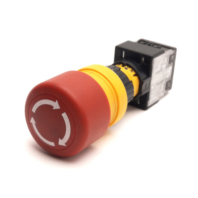 Used EAO 61-3440.4/1 E-Stop Button, With 61-8745.11 N.C. Contact Block, 10A 320V