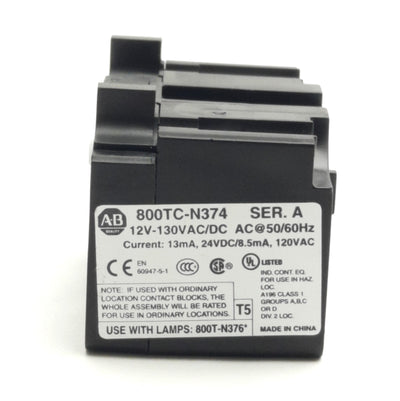 Used Allen Bradley 800TC-N374 Lamp Power Module, Guarded Terminals, 12-130V AC / DC