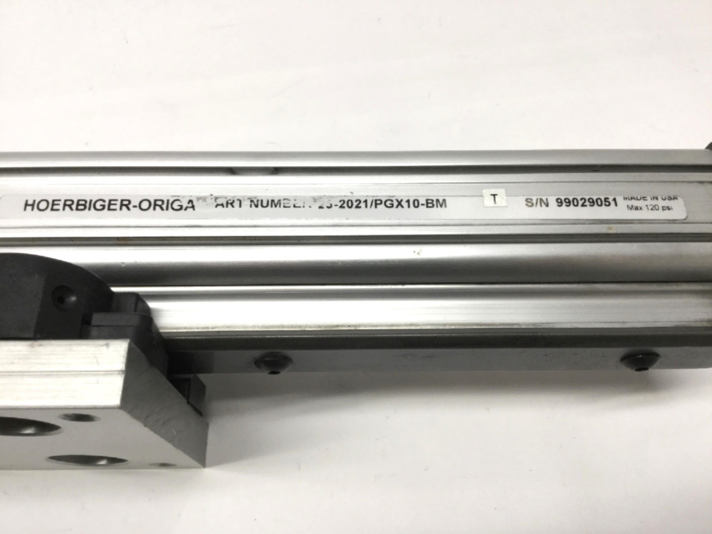 Used Parker-Origa 25-2021/PGX10-BM Powerguide Rodless Cylinder Ø25mm Bore, 10" Stroke