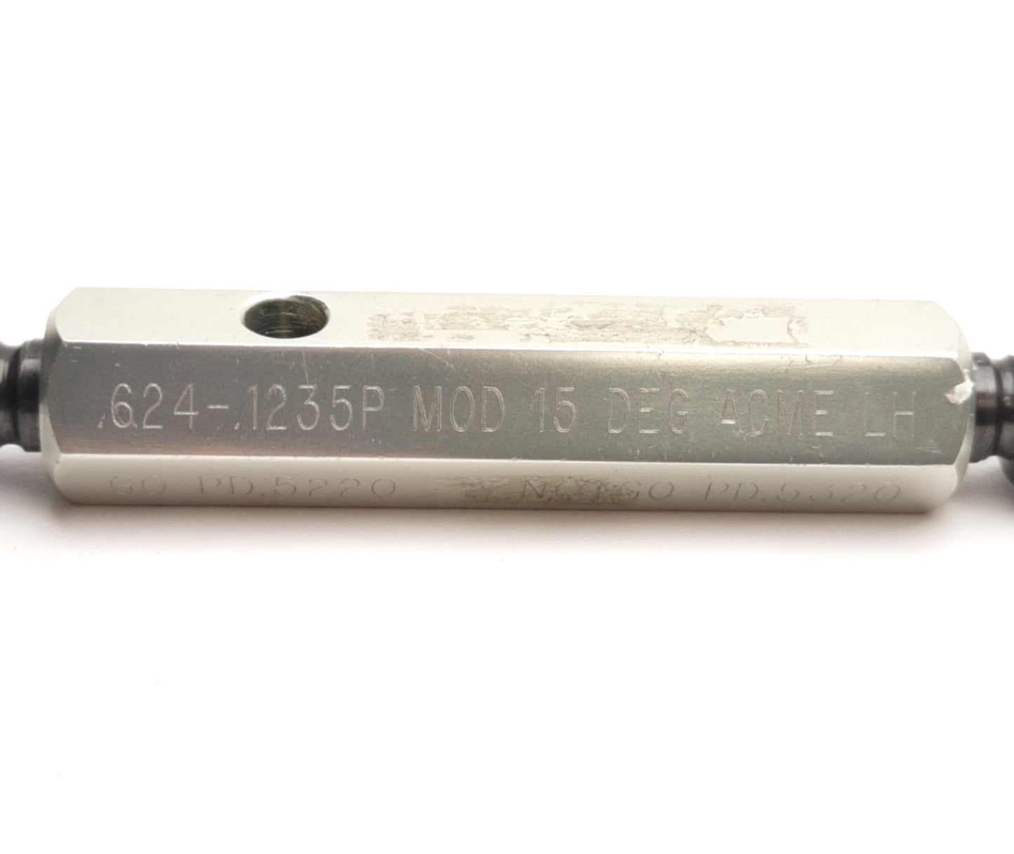 Used Southern Gage .624-.1235P MOD 15 Deg Acme LH Thread Gage GO 0.5220 NOGO 0.5320