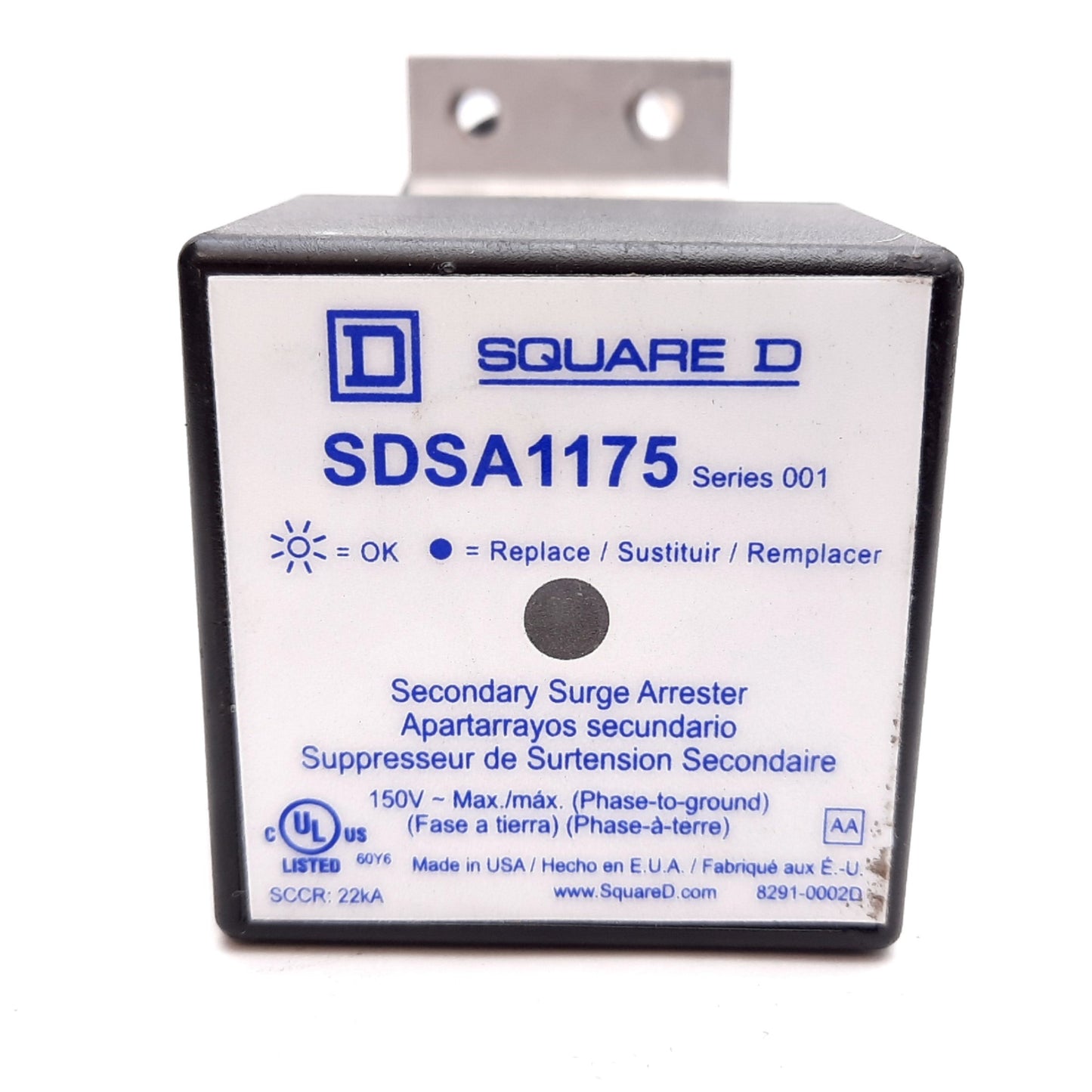 Used Square D SDSA1175 Secondary Surge Arrester, Rating: 120/240VAC, MCOV: 150V