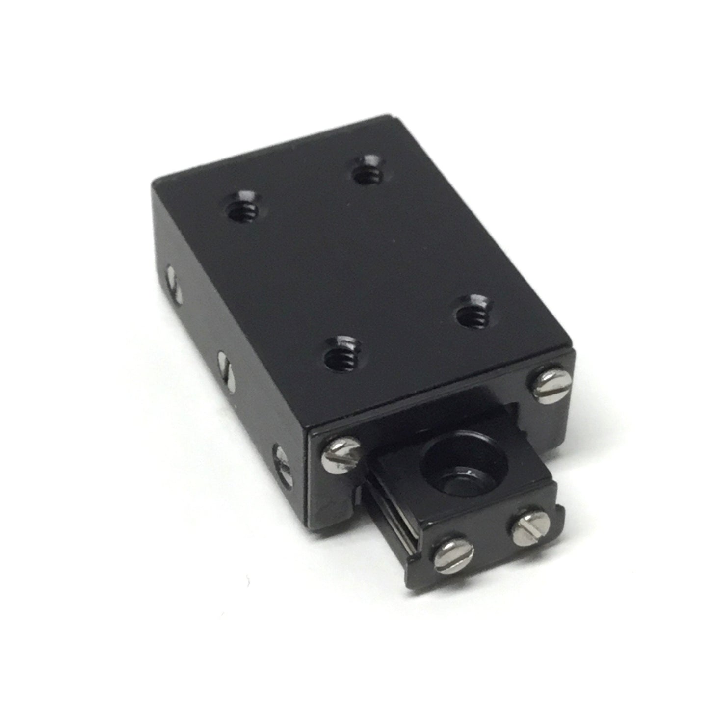 Used Del-Tron E-1 Ball Bearing Linear Slide, 0.5" Travel Stroke, 8lbf, Black Anodize