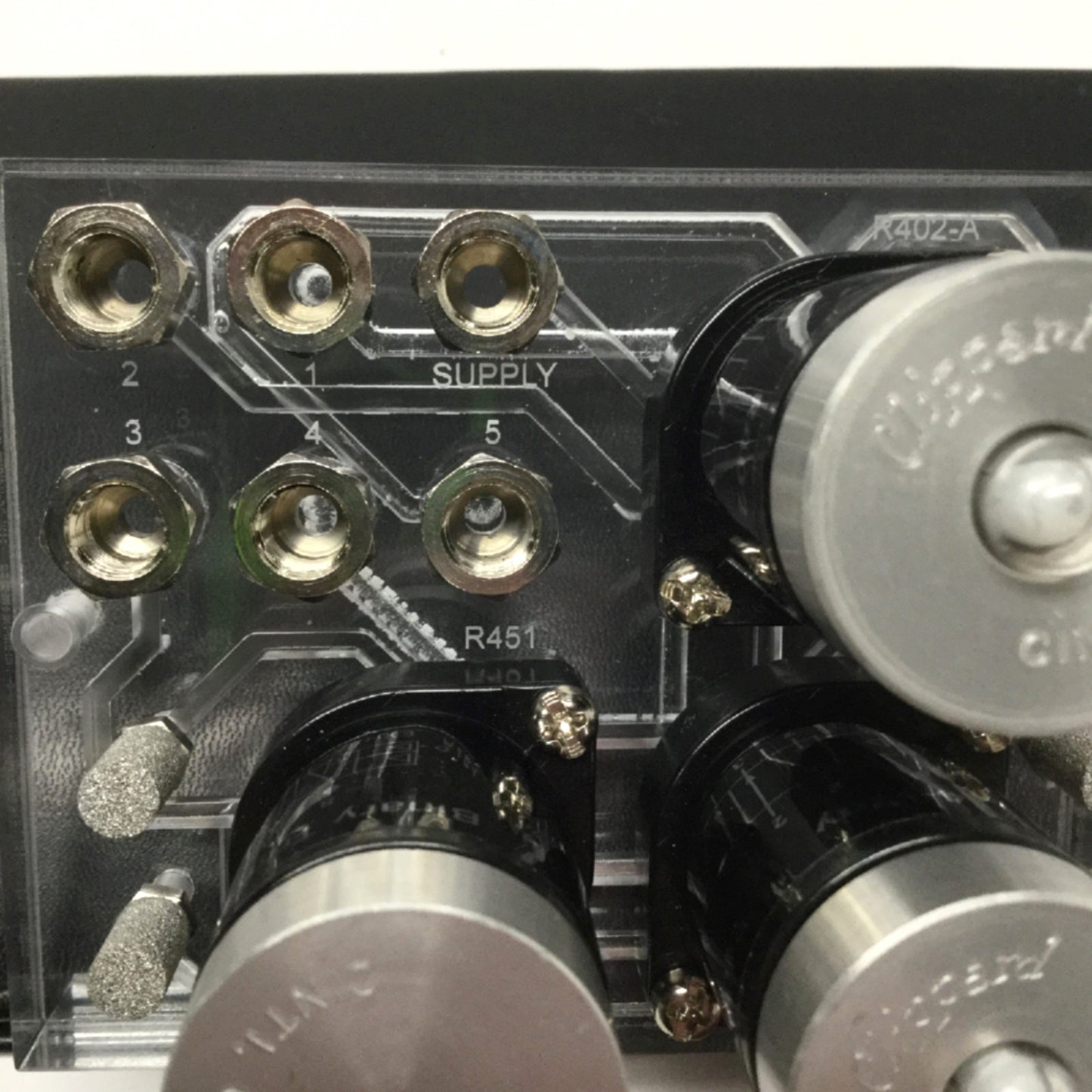 Used Clippard CMS-471 Pneumatic Flip-Flop Circuit Manifold w/2x R402 & 1x R471 Valves
